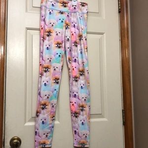 Kids Dog Pomeranian Husky Leggings Size 